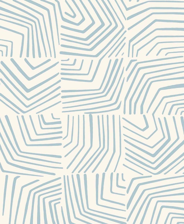 seabrook linework maze sky blue wallpaper