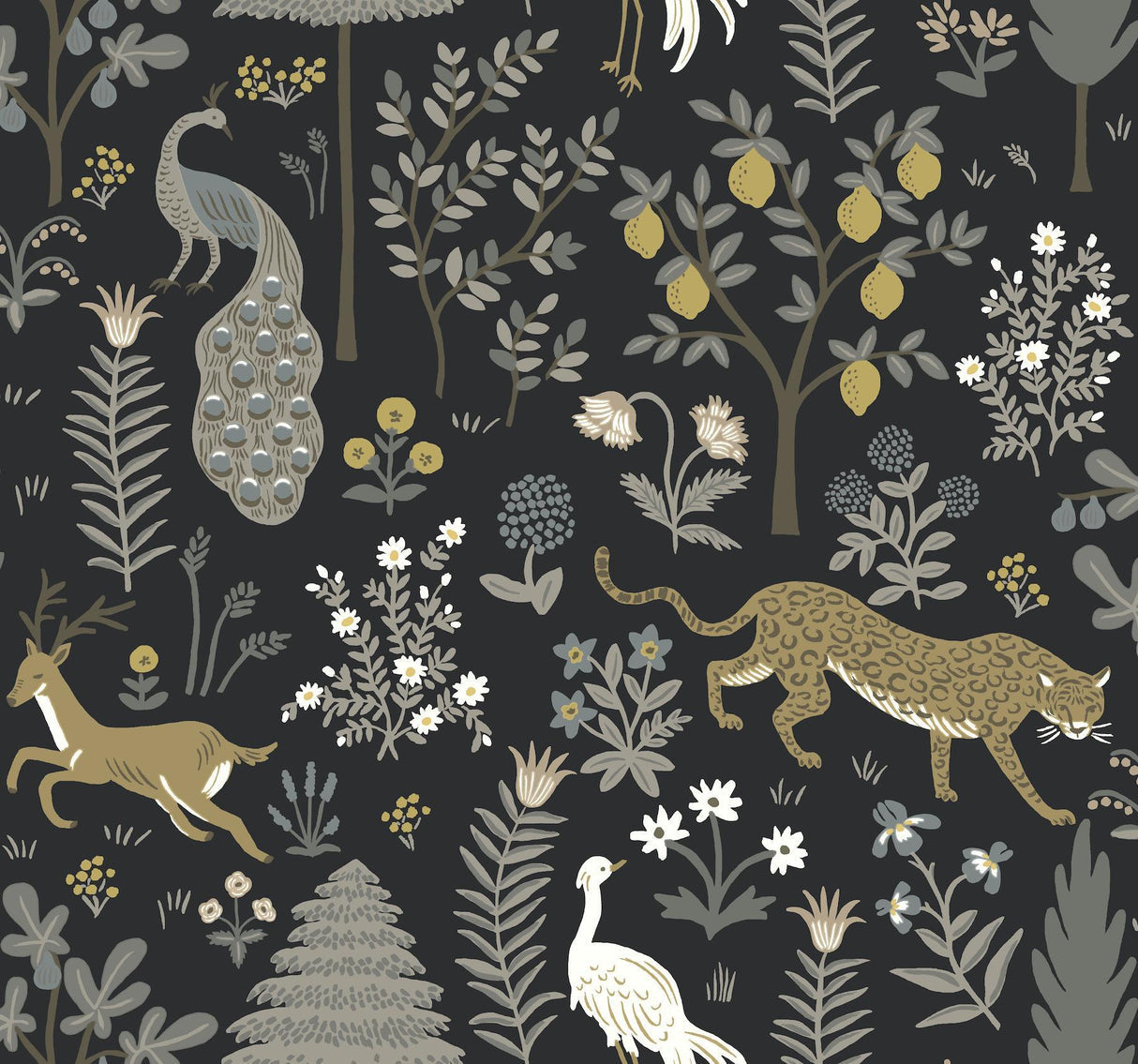 rifle paper co. menagerie blue wallpaper