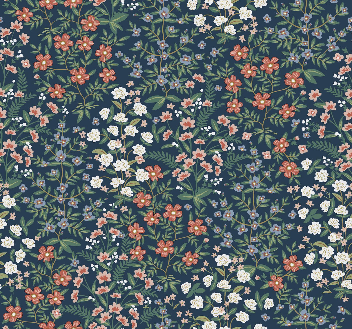 rifle paper co. wildwood garden blue wallpaper