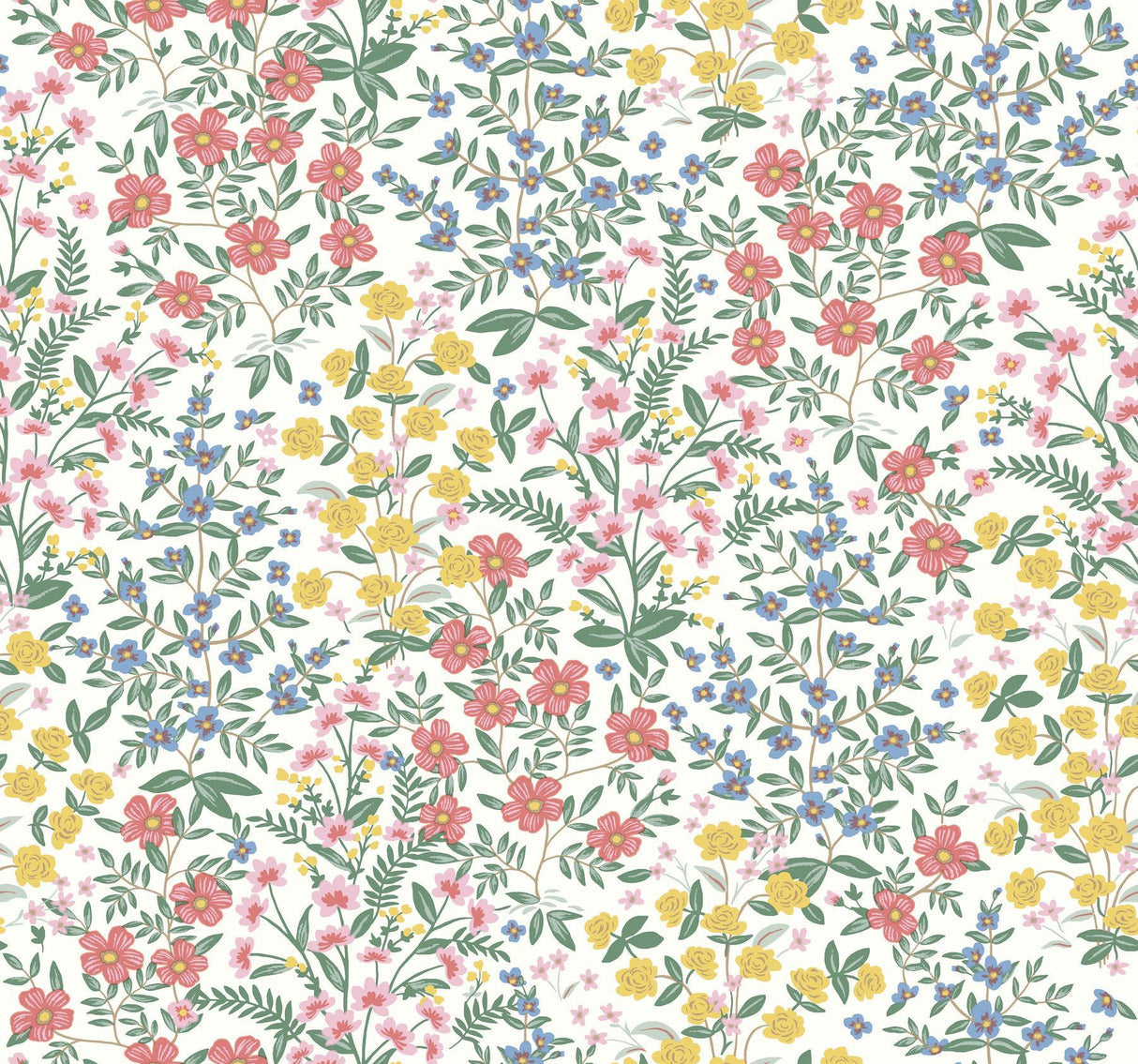 rifle paper co. wildwood garden white wallpaper