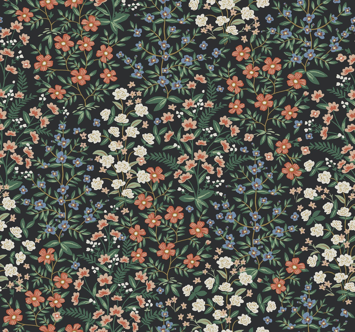 rifle paper co. wildwood garden black wallpaper