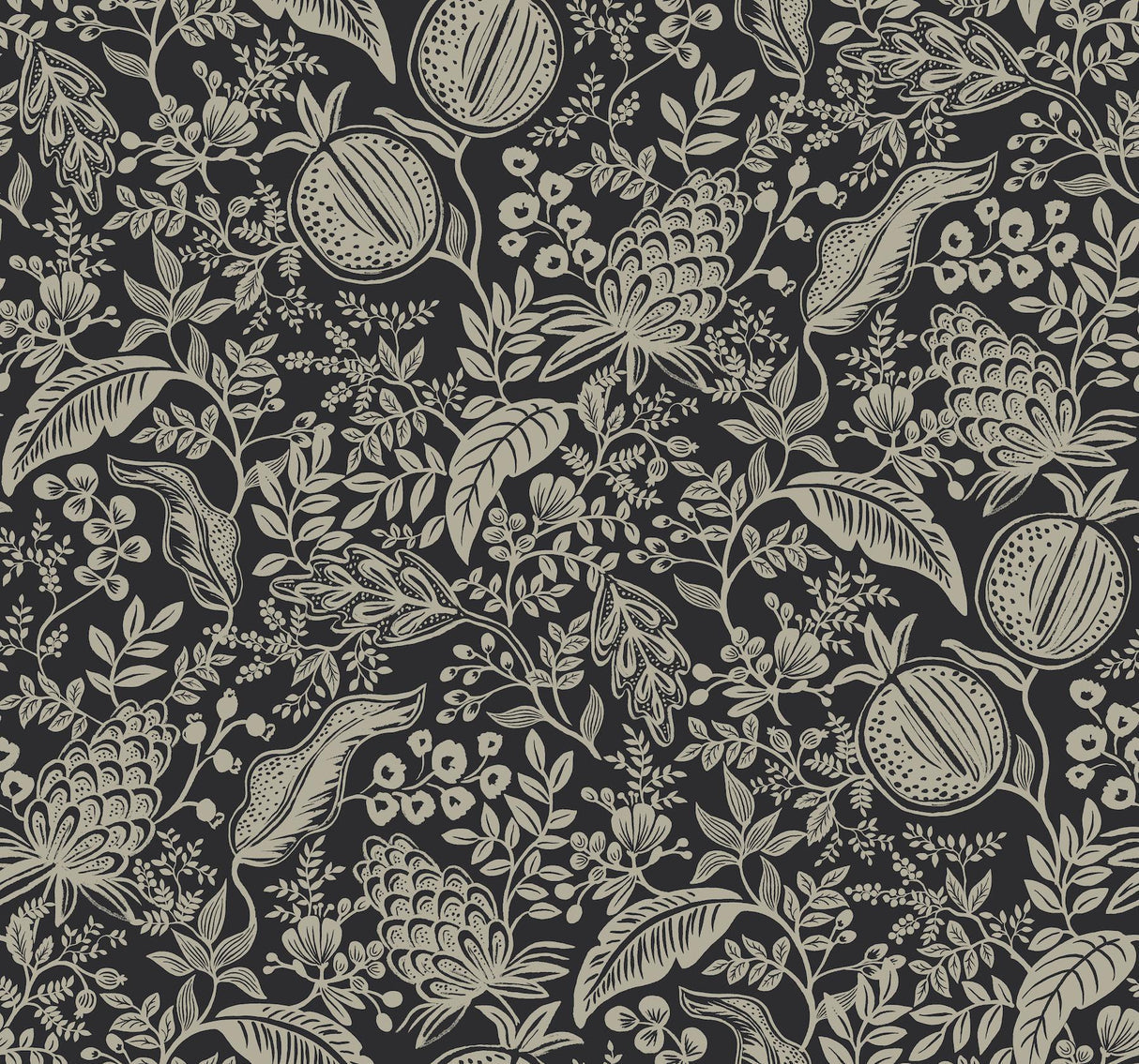 rifle paper co. pomegranate black wallpaper