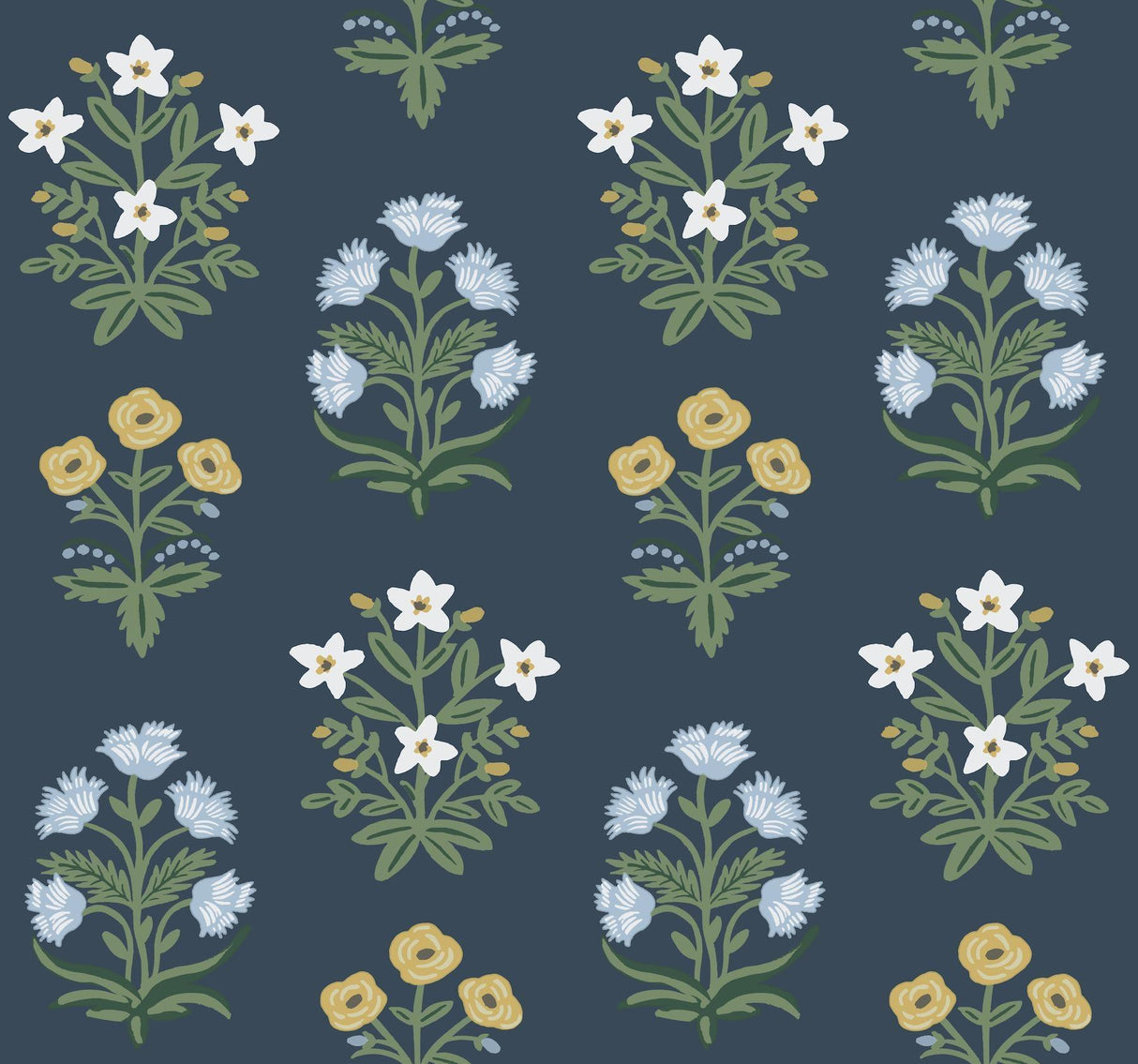 rifle paper co. mughal rose blue wallpaper