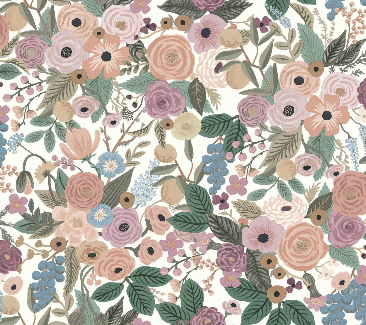 rifle paper co. garden party peel and stick blush multi wallpaper