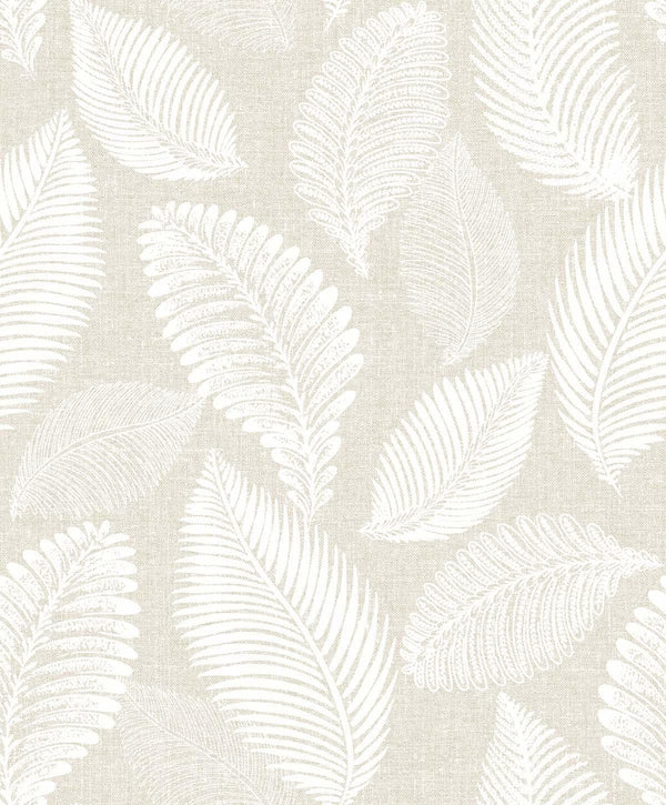seabrook tossed leaves warm sand wallpaper