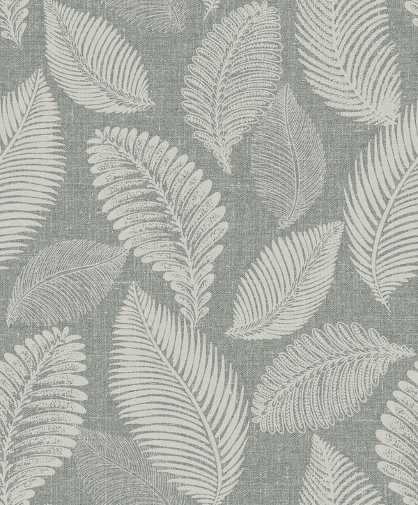 seabrook tossed leaves charcoal linen wallpaper