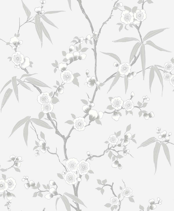 seabrook floral blossom trail soft grey wallpaper