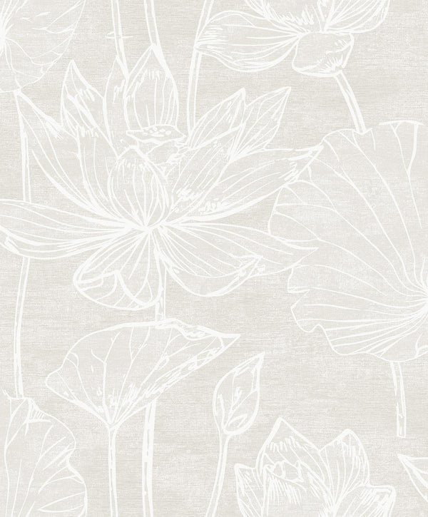 seabrook water lilies antique pearl wallpaper
