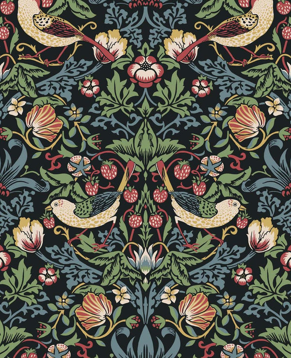 seabrook fragaria garden ebony wallpaper