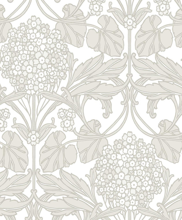 seabrook floral hydrangea pale oak & pearl wallpaper