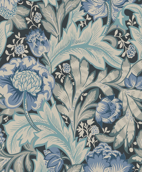 seabrook acanthus garden bluestone & golden wallpaper