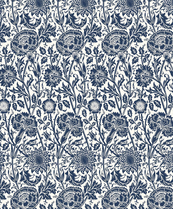 seabrook tonal floral trail navy blue wallpaper