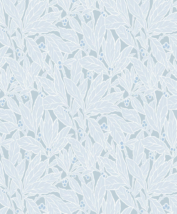 seabrook leaf and berry powder blue wallpaper