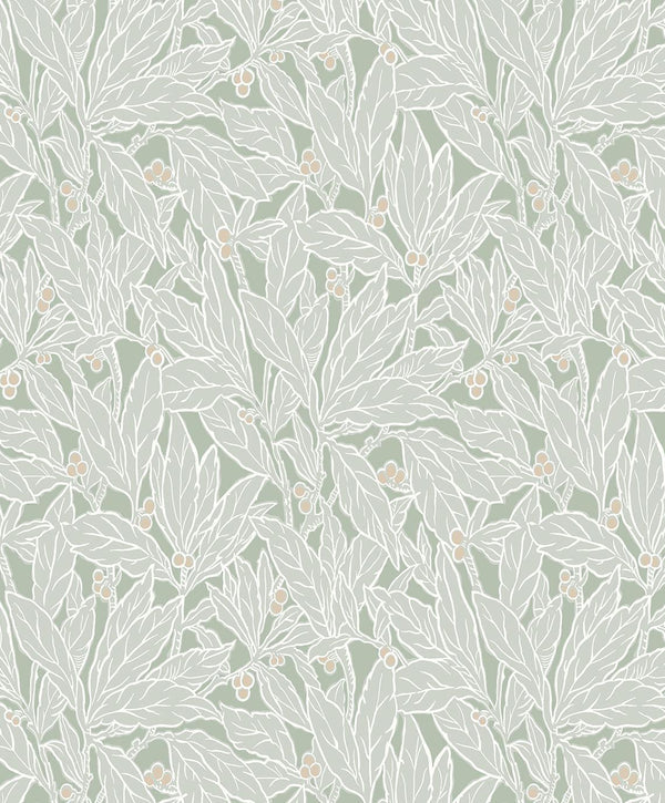 seabrook leaf and berry spearmint wallpaper