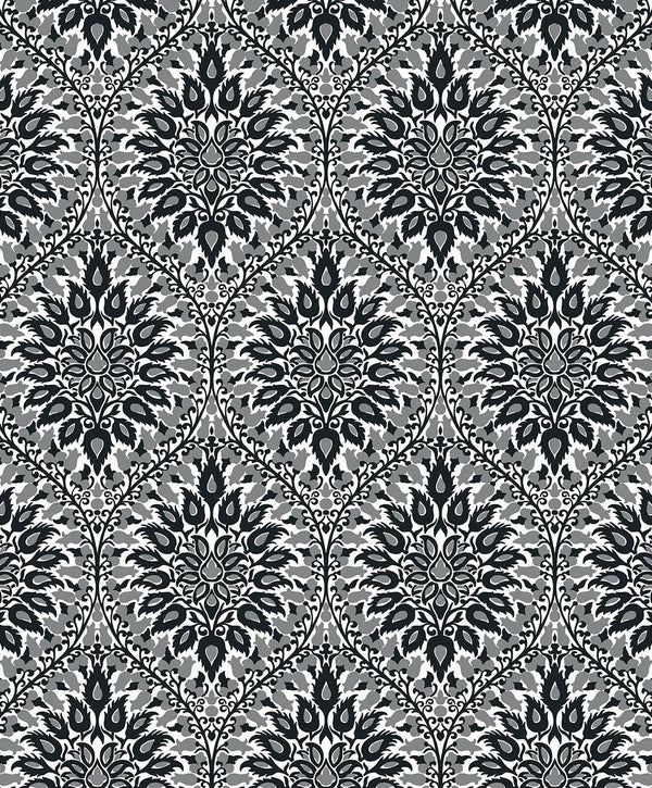 seabrook luna ogee ebony & argos grey wallpaper