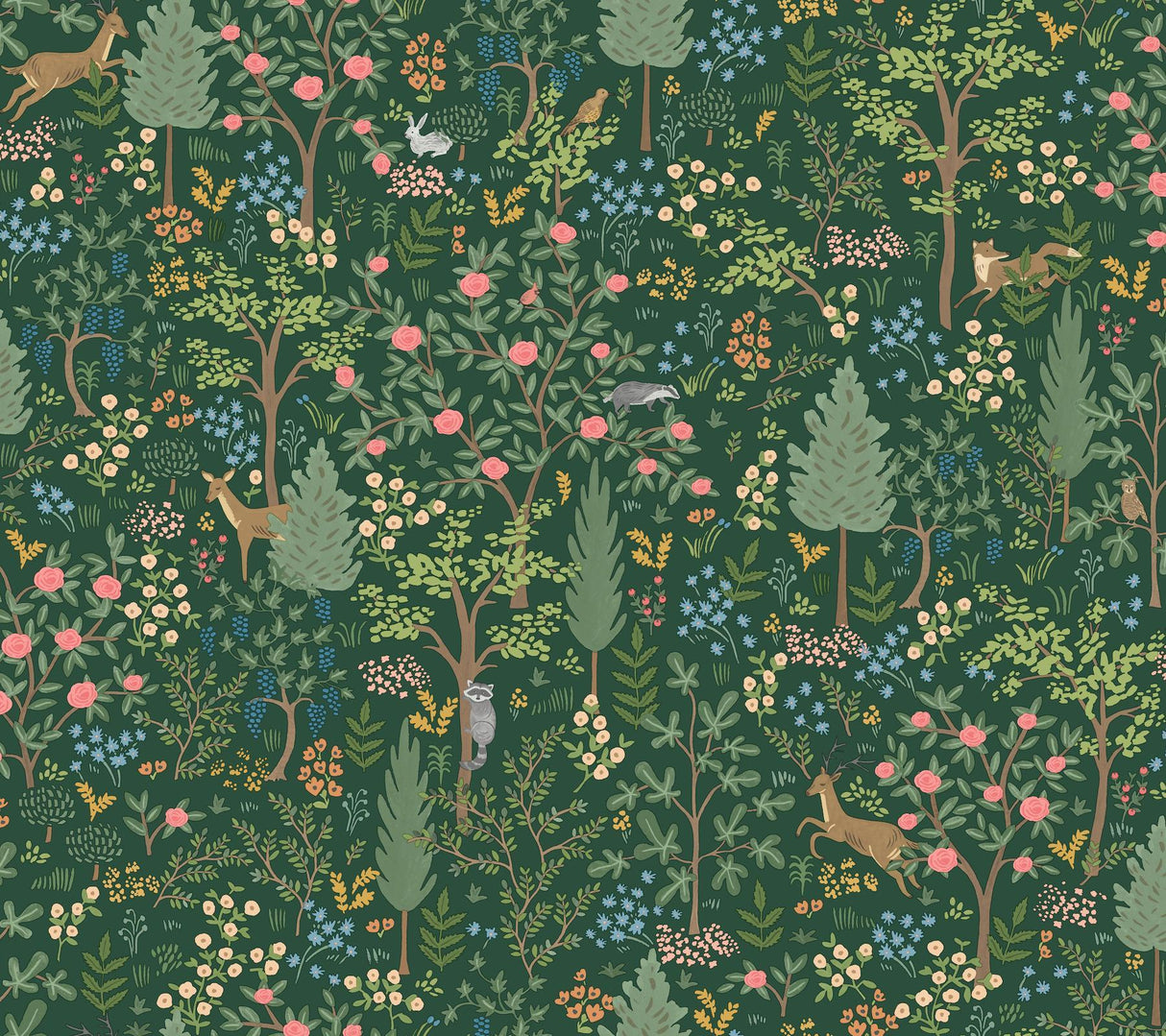 rifle paper co. woodland peel and stick green wallpaper
