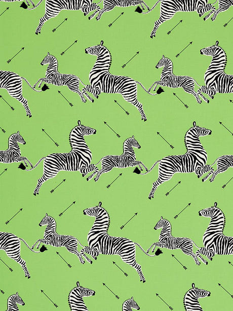 scalamandre zebras petite lime fabric - scala 16641-004