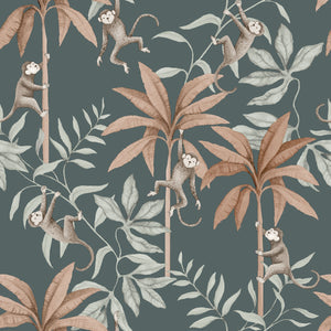 schumacher - jungle friends - midnight - 6937 - wallpaper