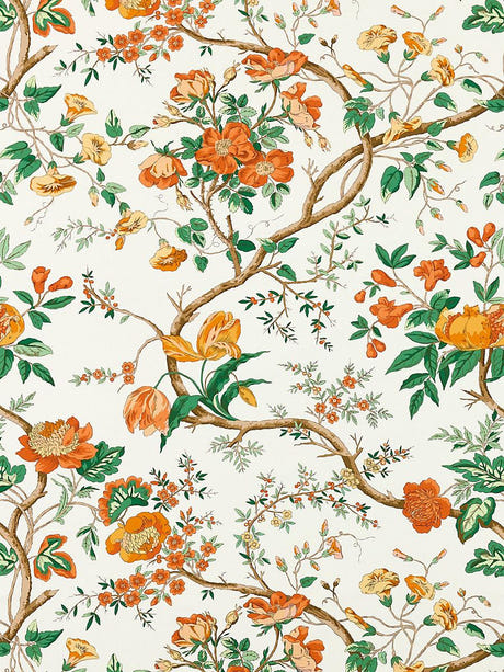 scalamandre persephone print persimmon fabric - scala 16651-001