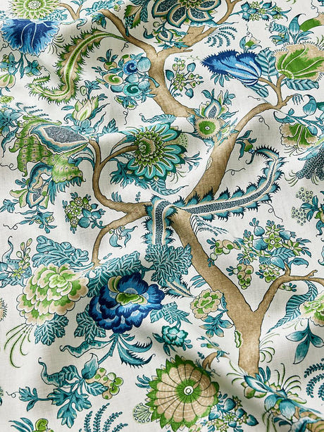 scalamandre metropolitan palampore print aegean fabric - scala 16649-002