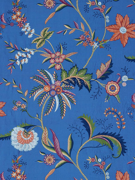 scalamandre seraphine embroidered silk royal multi fabric - scala 27325-004