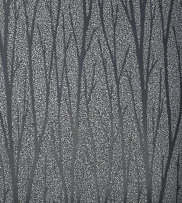 seabrook birch trail black satin & silver glitter wallpaper
