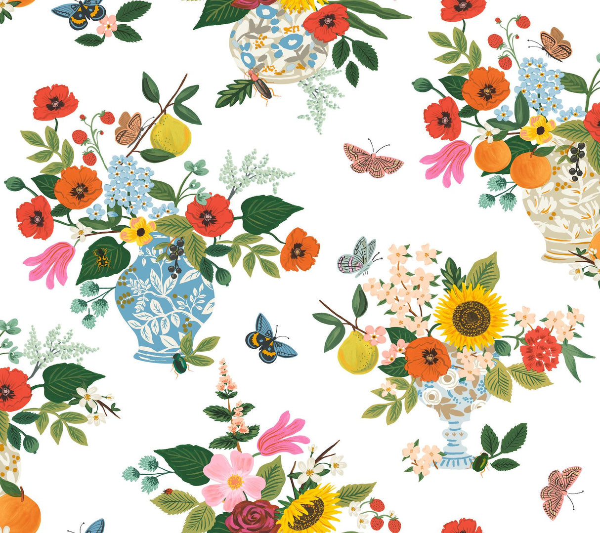 rifle paper co. flower studies red wallpaper