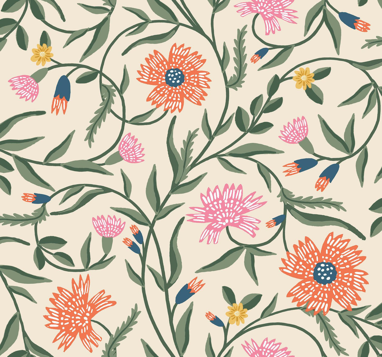 rifle paper co. aster orange wallpaper