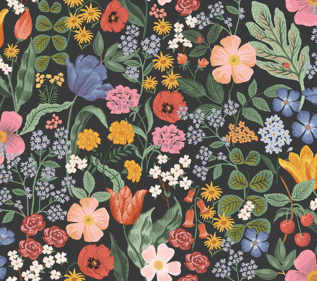rifle paper co. blossom black wallpaper