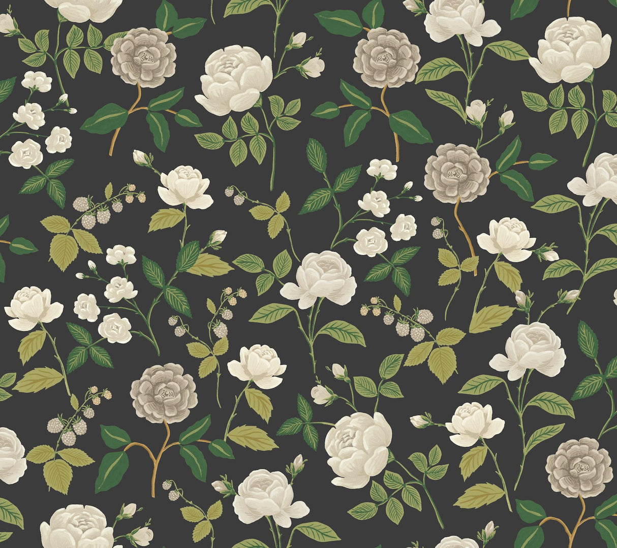 rifle paper co. roses grey wallpaper