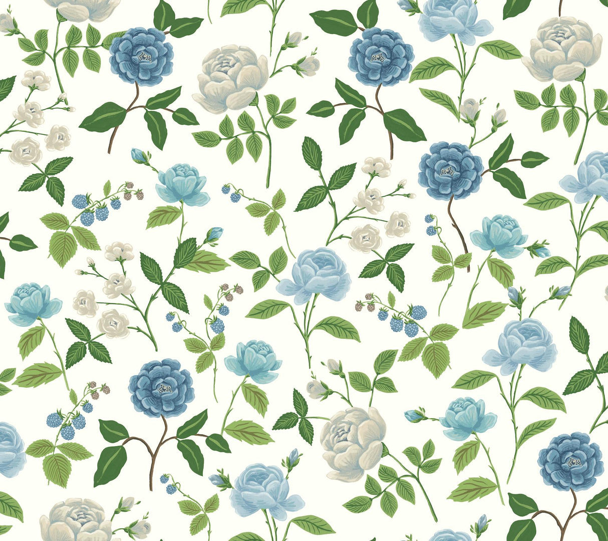 rifle paper co. roses blue wallpaper