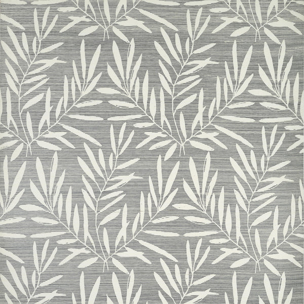 thibaut summer leaves charcoal wallpaper - t15801
