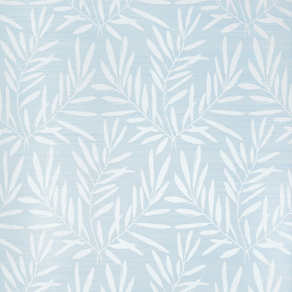 thibaut summer leaves light blue wallpaper - t15804