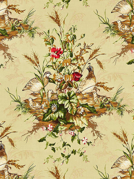 scalamandre edwin's covey linen print multi on willow fabric - scala 16310-003