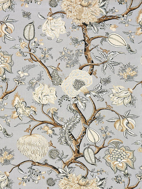 scalamandre pondicherry linen print mineral fabric - scala 16556-003