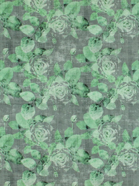 scalamandre rose trellis printed velvet charcoal green fabric - scala n4rose-003