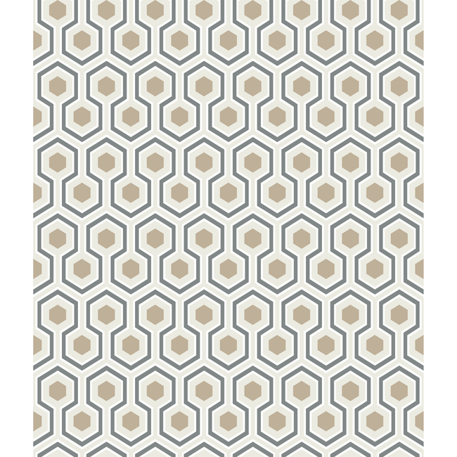 cole & son - hicks hexagon - gilver/wt/bk - 95/3016.cs.0