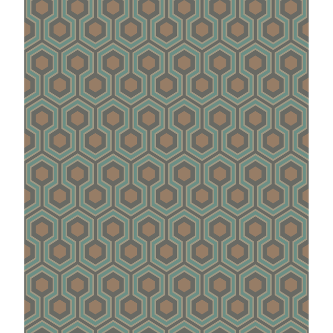 cole & son - hicks hexagon - teal/gold - 95/3018.cs.0