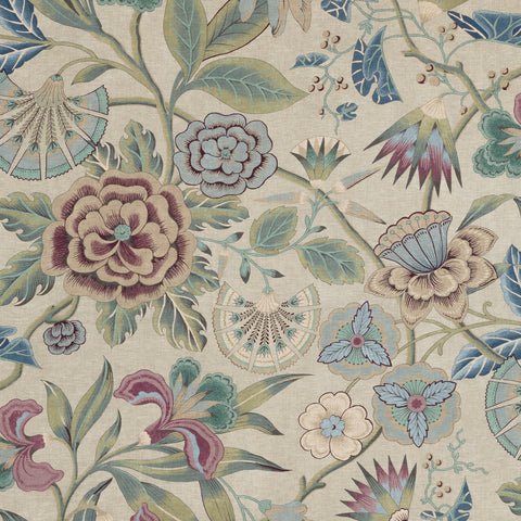 anna french af9617 cleo plum and blue on flax fabric