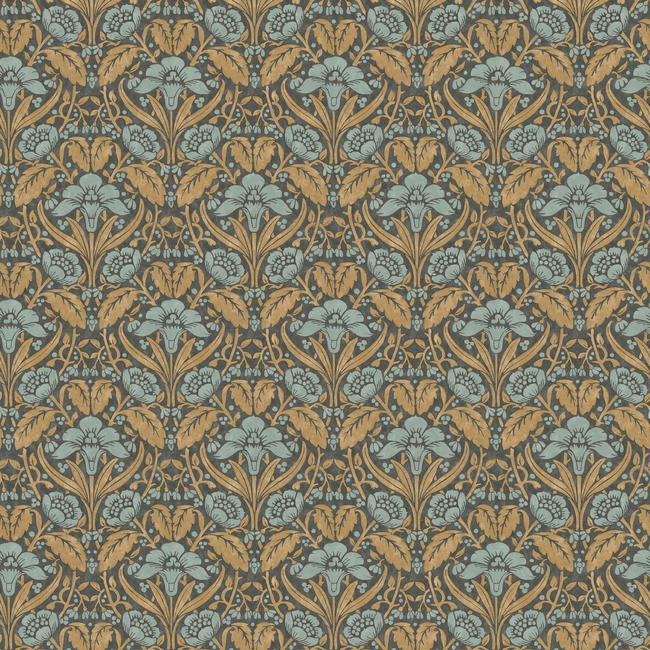 iris meadow - aqua/ochre - g p & j baker - bw45101.6.0