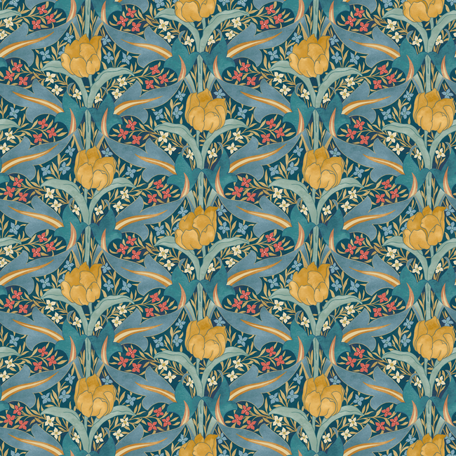 tulip & jasmine - teal - g p & j baker - bw45104.2.0