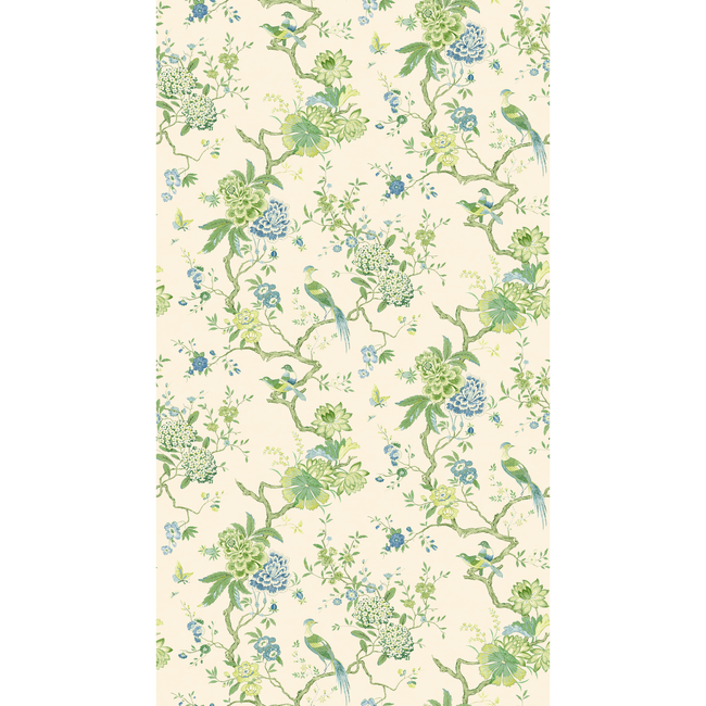 oriental bird - green/blue - g p & j baker - bw45128.1.0