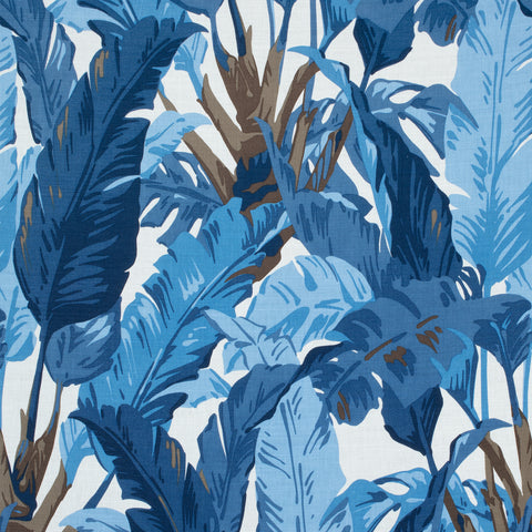 Travelers Palm Navy and White Fabric - F910126 - Thibaut Fabric