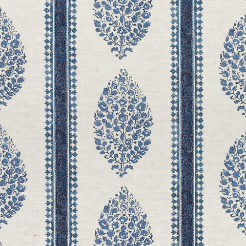 Chappana Blue and White Fabric - F910239 - Thibaut Fabric