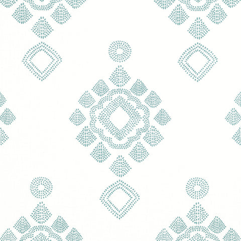 Province Medallion Seaglass Fabric - F981320 - Thibaut Fabric
