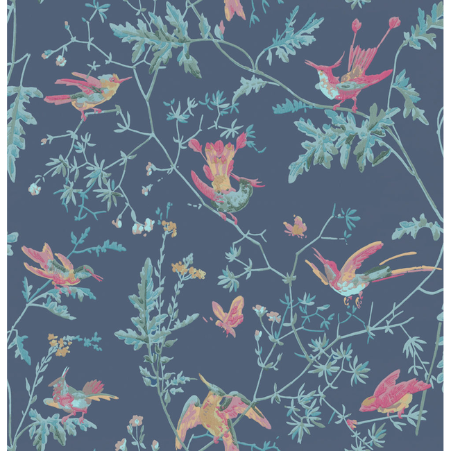 cole & son - hummingbirds - indigo multi-colour - 100/14068.cs.0