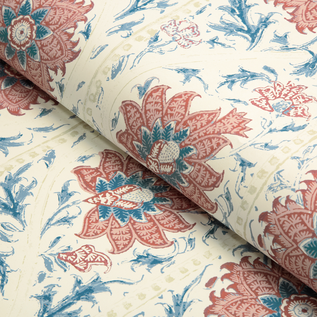 lee jofa - calico vine wallpaper - blue red - p2022102.195.0