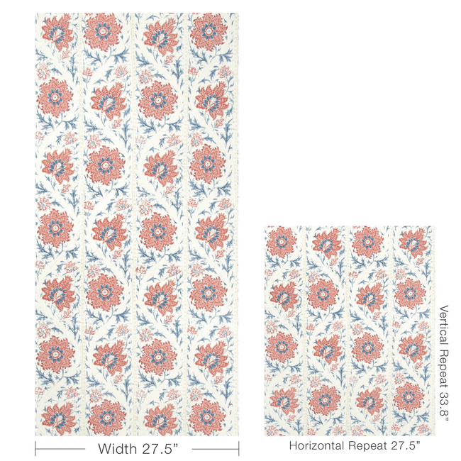 lee jofa - calico vine wallpaper - blue red - p2022102.195.0