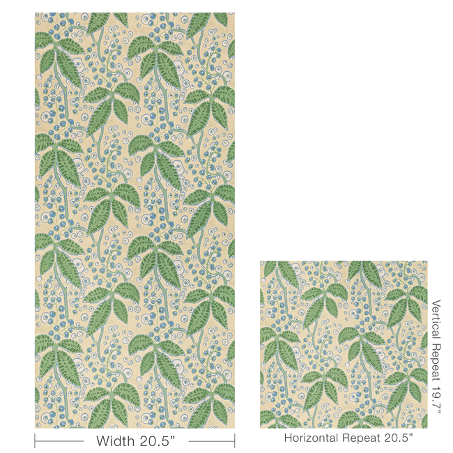 lee jofa - putnam paper - leaf/blue - p2022105.315.0