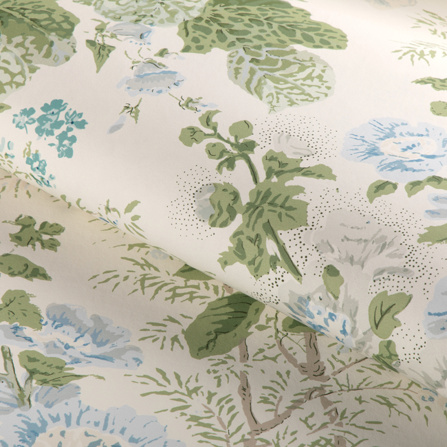 lee jofa - grand althea wallpaper - blue/leaf - p2023115.153.0